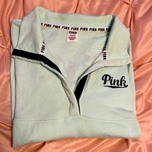 Pink half button up sweater. Mint green ! Price is negotiable!